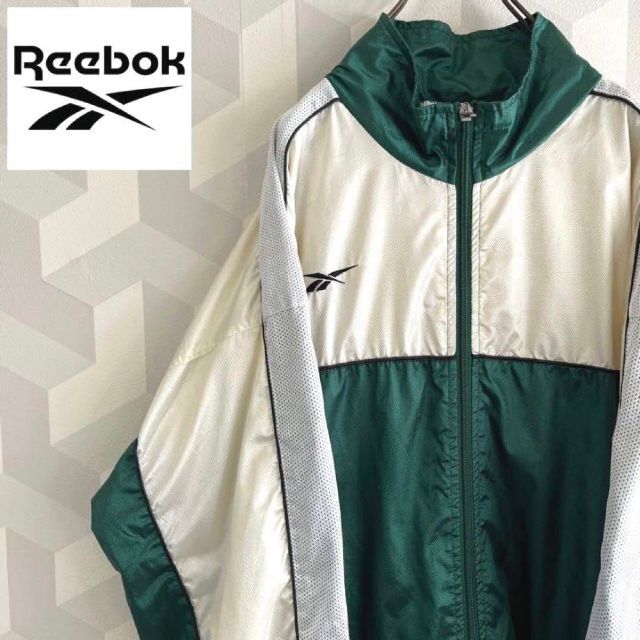 Reebok - 【90s当時物】リーボック 切り替え ナイロンジャケット 緑白