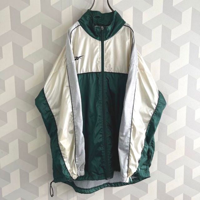 90s当時物】リーボック 切り替え ナイロンジャケット 緑白 reebok 新品