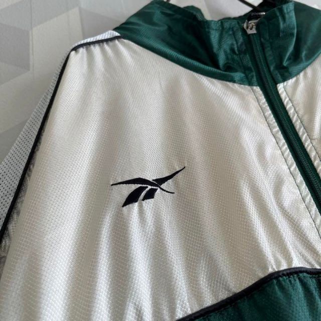 90s当時物】リーボック 切り替え ナイロンジャケット 緑白 reebok 新品