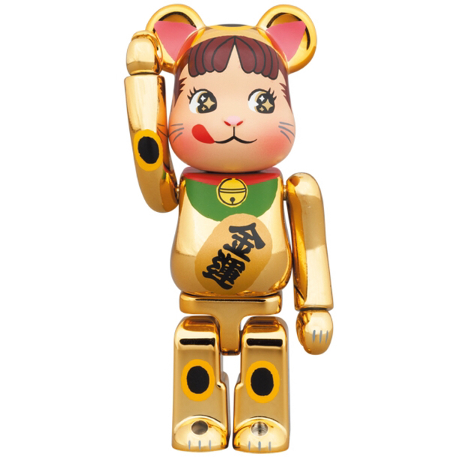 不二家 - BE＠RBRICK 招き猫 ペコちゃん 金運 金メッキ 100% & 400% の