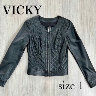 ビッキー(VICKY)のVICKY 本革 ノーカラー ピッグレザー ジャケット (ライダースジャケット)