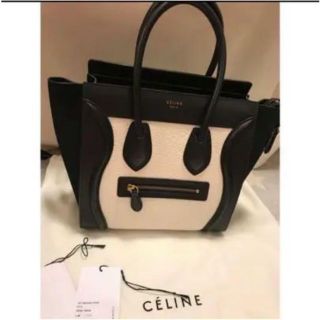 セリーヌ(celine)の美品　セリーヌ　バッグ　ラゲージ　マイクロ　バイカラー(ハンドバッグ)