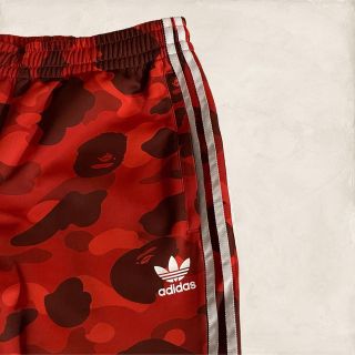 BAPE×adidas レッド 上下セット XL