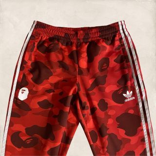 BAPE×adidas レッド 上下セット XL