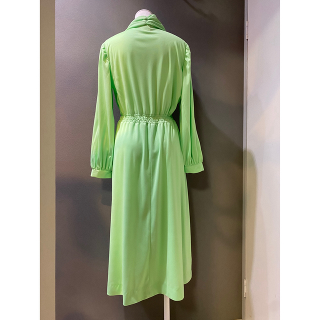 美品ヴィンテージドレス　ワンピース　グリーン　緑エメラルドグリーン
