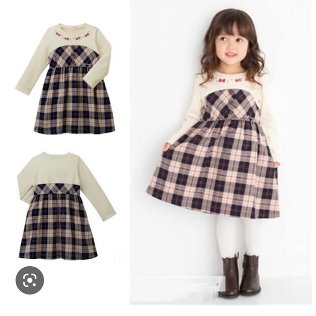 mikihouse(ミキハウス)の100　ミキハウス　長袖ワンピース キッズ/ベビー/マタニティのキッズ服女の子用(90cm~)(ワンピース)の商品写真