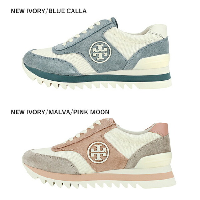 Tory Burch(トリーバーチ)の新品 トリーバーチ TORY BURCH スニーカー ソートゥース ロゴ ホワイト 白/ピンク/ベージュ NEW IVORY/BLUE CALLA 8 レディースの靴/シューズ(スニーカー)の商品写真