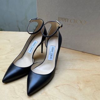 ジミーチュウ(JIMMY CHOO)のジミーチュウ 36 黒 ストラップピンヒール 8.5cm(ハイヒール/パンプス)