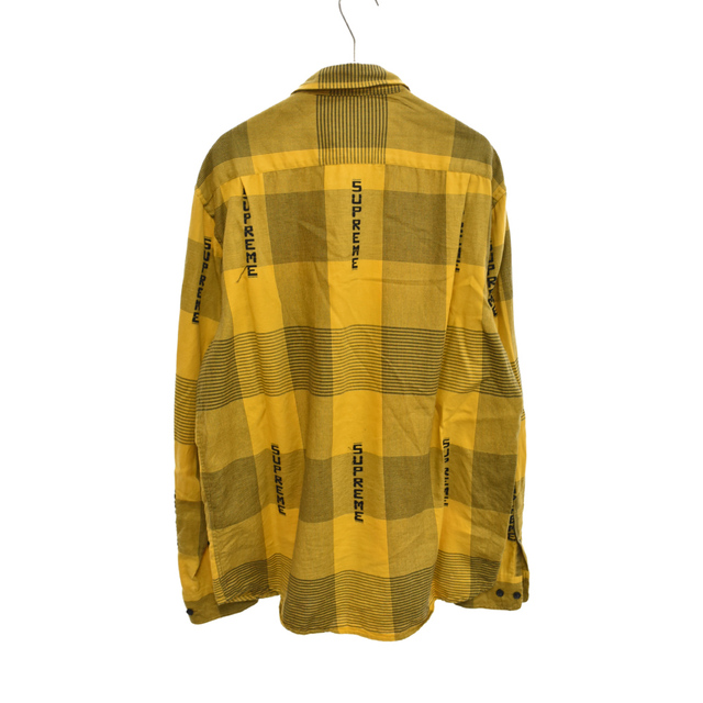 SUPREME シュプリーム 20SS Logo Plaid Shirt ロゴプレイドチェック総柄長袖シャツ イエロー