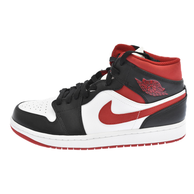 NIKE(ナイキ)のNIKE ナイキ AIR JORDAN 1 MID WHITE/GYM RED-BLACK 554724-122 エアジョーダン 1 ミッド ホワイト/ジム レッド-ブラック ミッドカットスニーカー US9 メンズの靴/シューズ(スニーカー)の商品写真