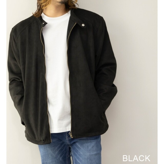 Nylaus(ナイラス)のポンチスェード シングルライダース ブラックサイズ L メンズのジャケット/アウター(ライダースジャケット)の商品写真