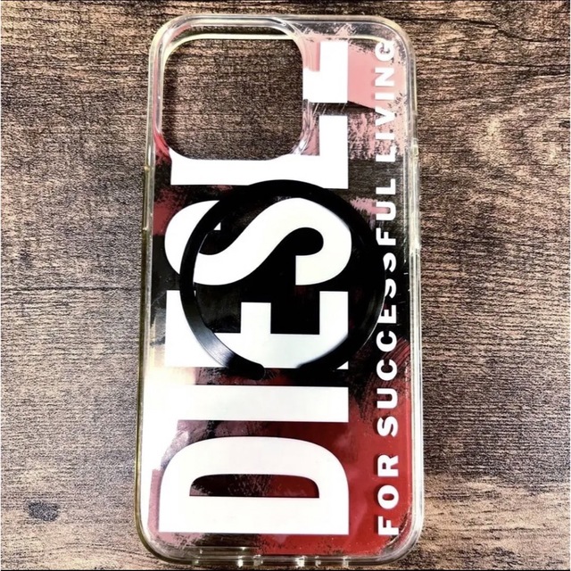 DIESEL(ディーゼル)のiPhone 13pro DIESEL クリアケース レッドカモフラージュ スマホ/家電/カメラのスマホアクセサリー(iPhoneケース)の商品写真