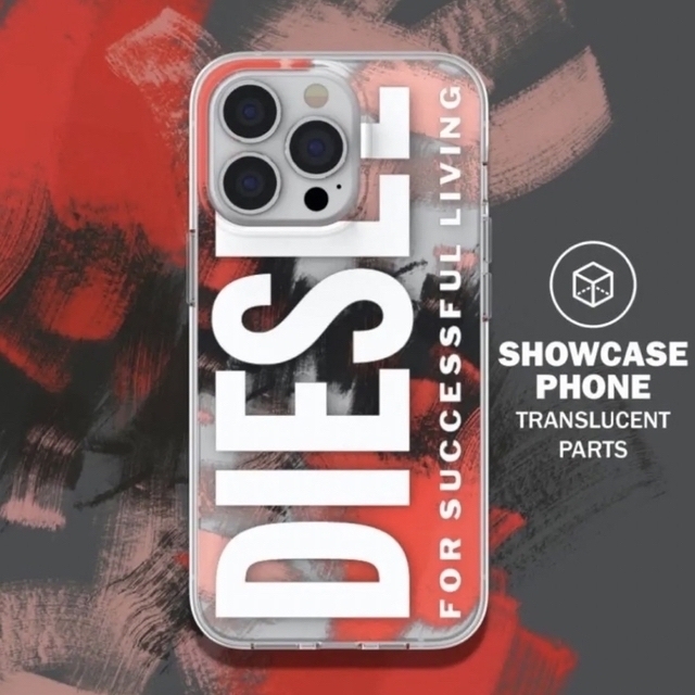 DIESEL(ディーゼル)のiPhone 13pro DIESEL クリアケース レッドカモフラージュ スマホ/家電/カメラのスマホアクセサリー(iPhoneケース)の商品写真