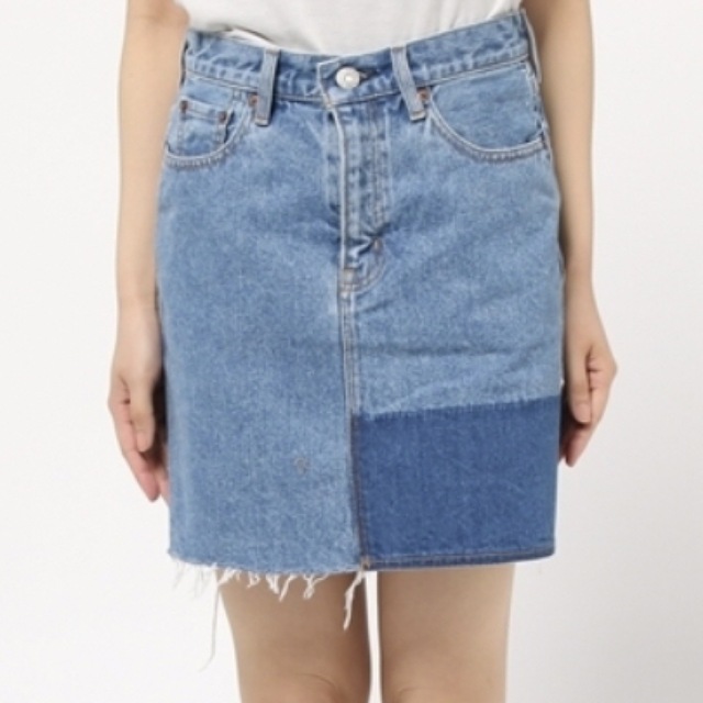 BLOCKED DENIM MINI SK