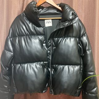 ザラ(ZARA)のZARA ダウンジャケット　フェイクレザー(ダウンジャケット)