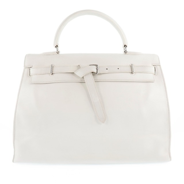 2022人気の Hermes - 【HERMES】エルメス ケリーフラット35 ヴォースイフト ブロン 白 □J レディース ハンドバッグ ハンドバッグ