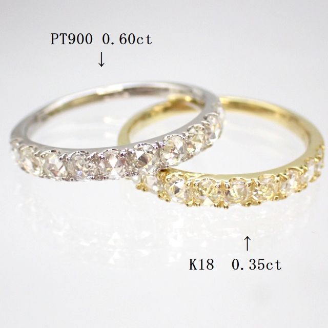 ローズカットダイヤモンド10石計0.60ct　PT900　ハーフエタニティリング レディースのアクセサリー(リング(指輪))の商品写真