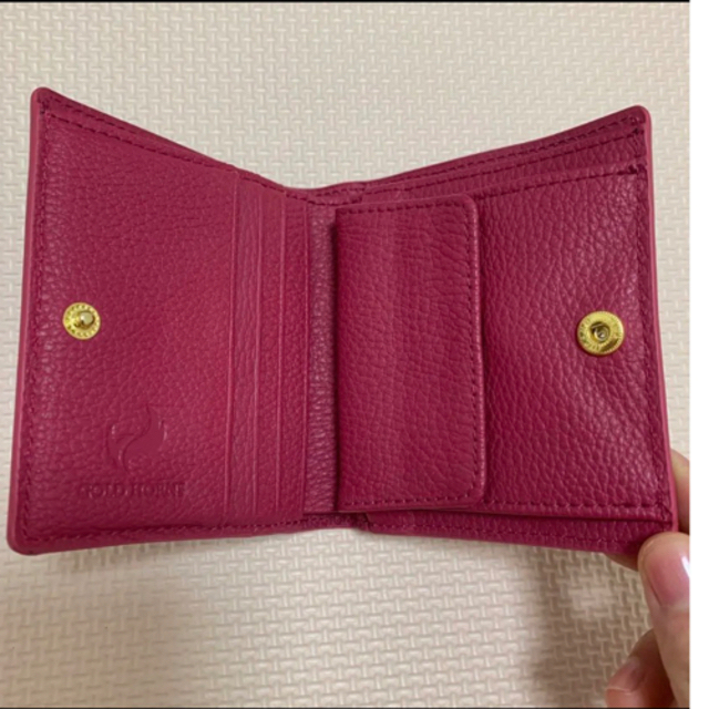 牛革 二つ折り財布 ローズピンク レディースのファッション小物(財布)の商品写真