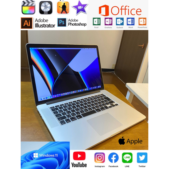 美品 Macbook Pro 4K/Windows 11/2021年Office