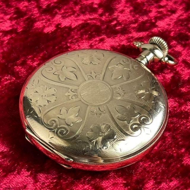 レトロモダン!1912年エルジン懐中時計】16S手巻きゴールド稼働品