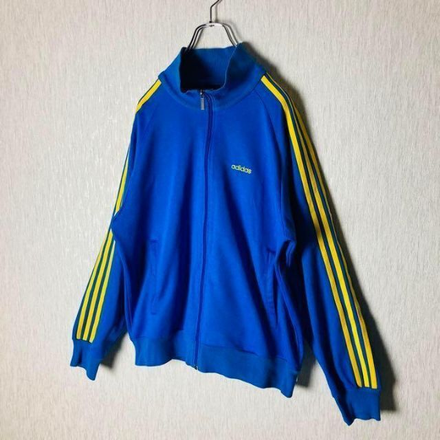 美品✨adidas アディダス トラックジャケット　バイカラー　ブルー×イエロー