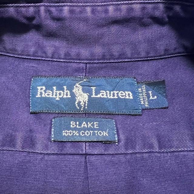 Ralph Lauren(ラルフローレン)の【ラルフローレン】ワンポイント刺繍ロゴチノボタンダウンシャツ 90s パープル メンズのトップス(シャツ)の商品写真