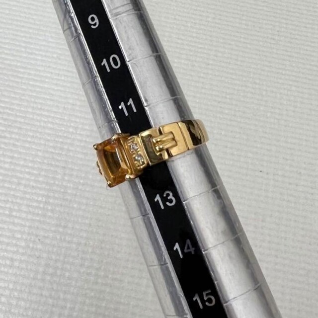 最終価格(C12-215) K18 シトリン リング   12号　ダイヤ レディースのアクセサリー(リング(指輪))の商品写真