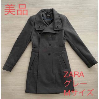 ザラ(ZARA)のZARA コート　スタンドカラーコート　Mサイズ　グレー　美品(チェスターコート)