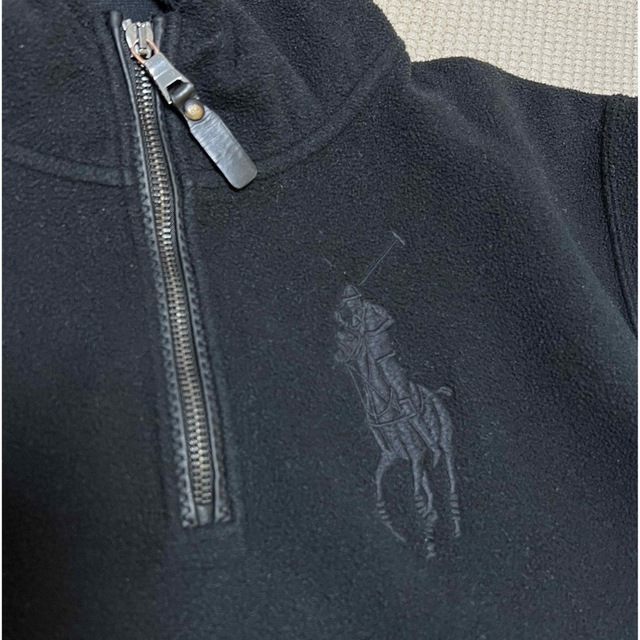 POLO RALPH LAUREN(ポロラルフローレン)のラルフローレン  ビックポニー　黒　フード付きフリース　牛革使用　150 キッズ/ベビー/マタニティのキッズ服男の子用(90cm~)(ジャケット/上着)の商品写真