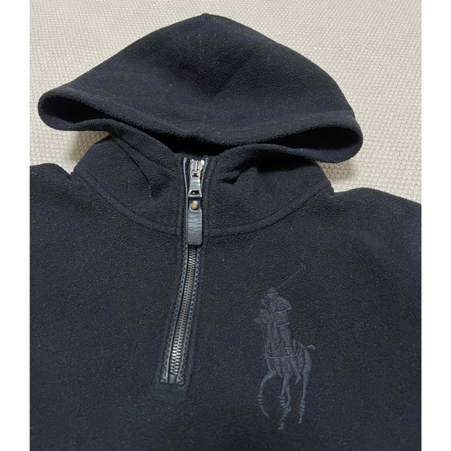 POLO RALPH LAUREN(ポロラルフローレン)のラルフローレン  ビックポニー　黒　フード付きフリース　牛革使用　150 キッズ/ベビー/マタニティのキッズ服男の子用(90cm~)(ジャケット/上着)の商品写真