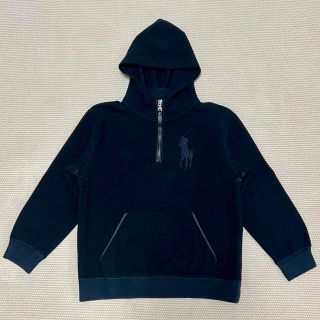 ポロラルフローレン(POLO RALPH LAUREN)のラルフローレン  ビックポニー　黒　フード付きフリース　牛革使用　150(ジャケット/上着)