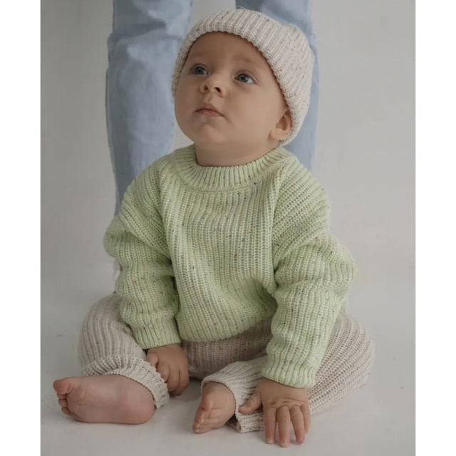 PASTEL GREEN CHUNKY KNIT キッズ/ベビー/マタニティのベビー服(~85cm)(ニット/セーター)の商品写真