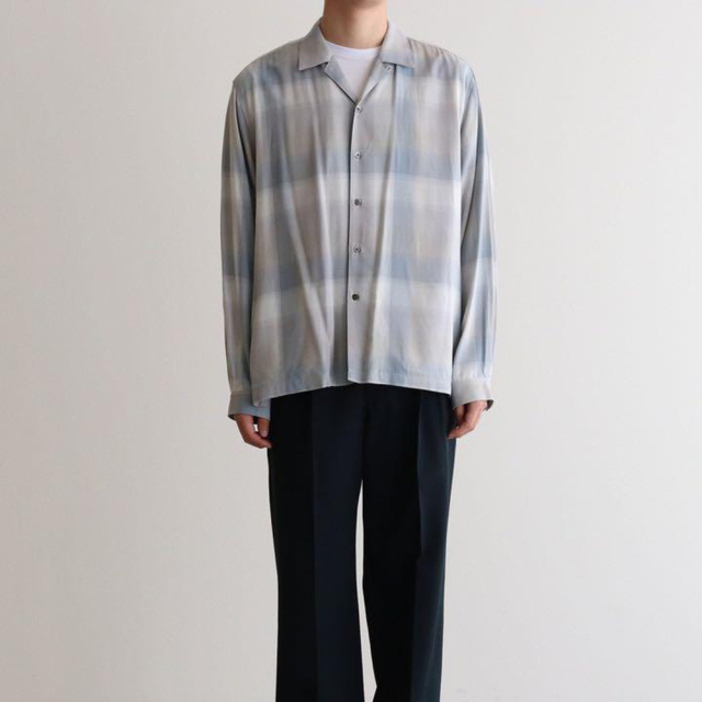 OVERSIZED OPEN COLLAR SHIRT #FOG BLUE