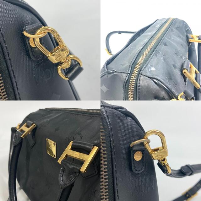 MCM(エムシーエム)のエムシーエム MCM ハンドバッグ ロゴグラム 2WAY ショルダーバッグ ボストンバッグ PVC/レザー ブラック レディースのバッグ(ボストンバッグ)の商品写真