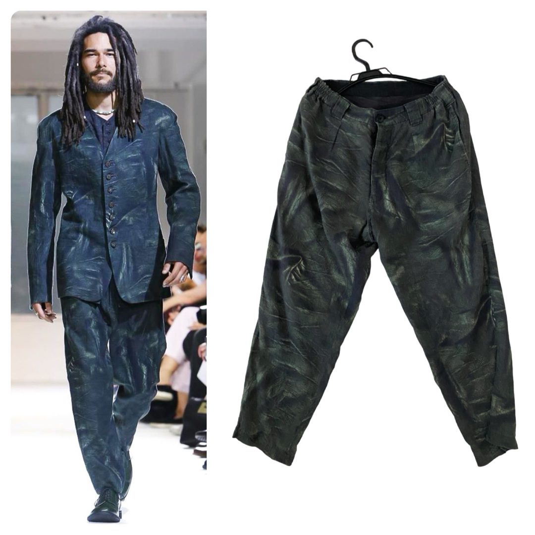 ヨウジヤマモトオム 2015SS レザー転写パンツ yohji yamamoto 低価格の