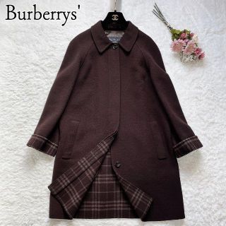 バーバリー(BURBERRY)の☘️美品◆Burberry◆カシミヤ混　ダブルフェイスロングコート　ノバチェック(ロングコート)