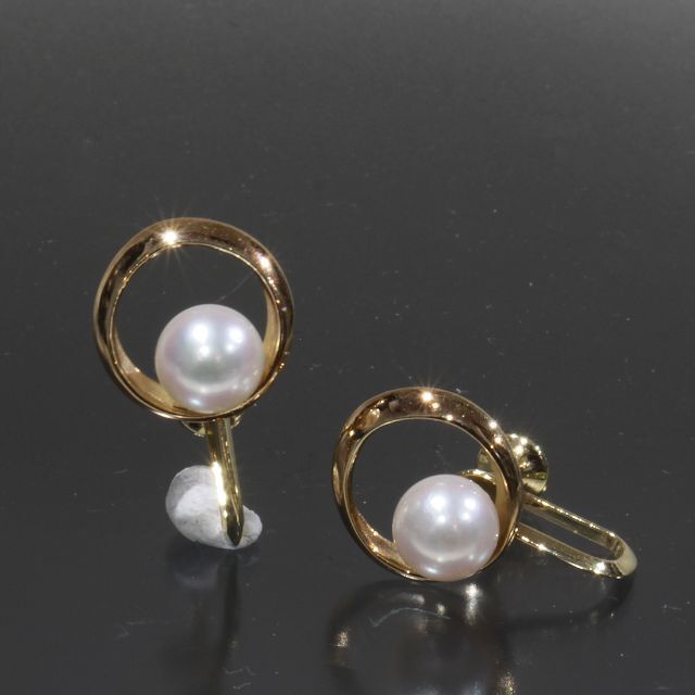 ミキモト MIKIMOTO アコヤパール 6.5mm玉 イヤリング K14YG