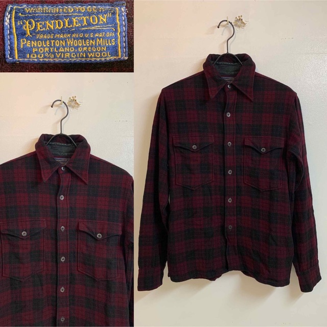 再再販！ - PENDLETON PENDLETON チェックウールシャツ USA製 1940年代 VINTAGE シャツ