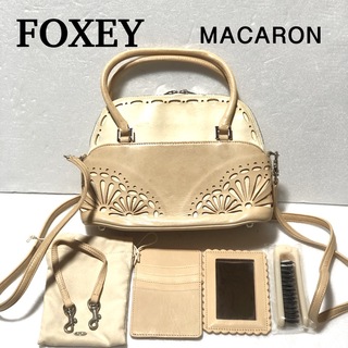 【美品】フォクシー  FOXEY  2way マカロン バッグ ダークブラウンショルダーバッグ