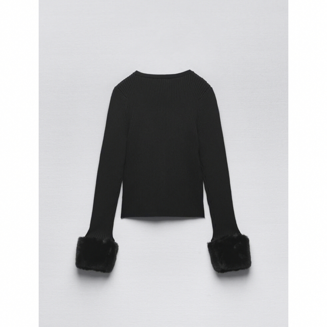 ZARA - ZARA ニットカーディガンフェイクファーVネック ZARA - ZARA ニットカーディガンフェイクファーVネック
