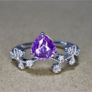 天然 パープル サファイア  ダイヤ リング1.02ct k18 f(リング(指輪))