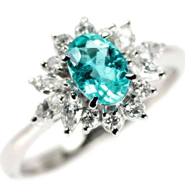 代引可】 Pt900 パライバトルマリン ダイヤモンド リング 0.59ct D0
