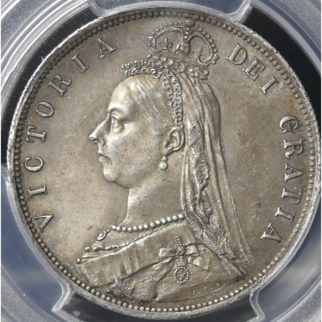 1887年ヴィクトリア ジュビリーヘッド 1/2クラウン銀貨 PCGS AU58