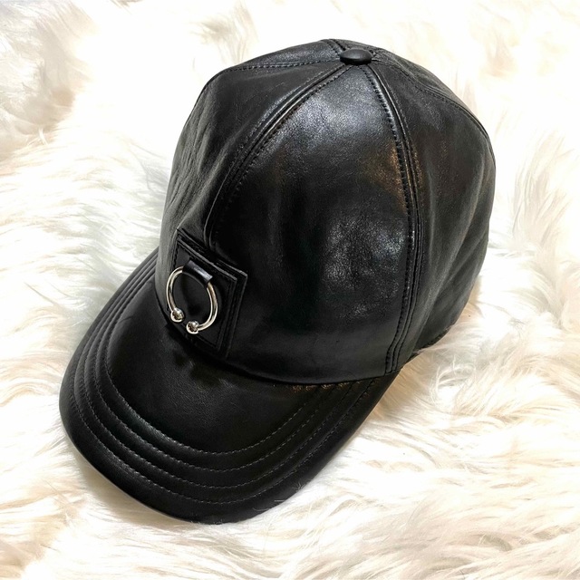 本物 美品 ニールバレット ピアシング レザー キャップ 帽子 黒
