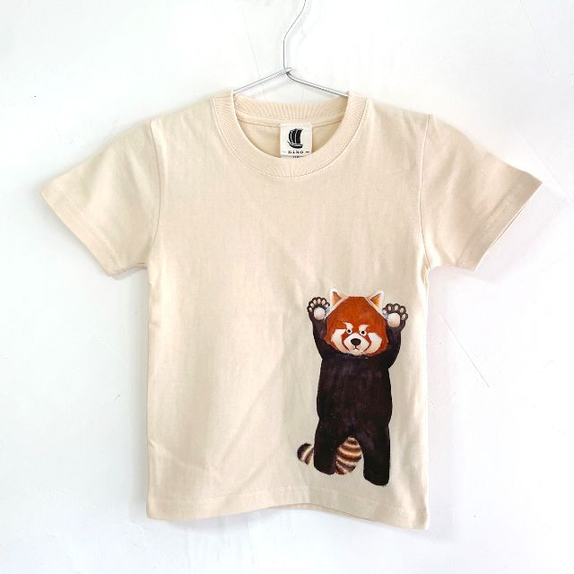 キッズ レッサーパンダ柄Tシャツ 130サイズ　ナチュラル　動物