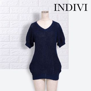 インディヴィ(INDIVI)のINDIVI  v.a.i インディヴィ ニット チュニック　ネイビー(ニット/セーター)