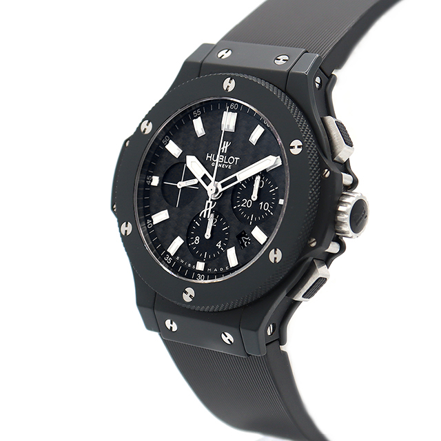 HUBLOT(ウブロ)のHUBLOT ウブロ ビッグバン エボリューション ブラックマジック 301.CI.1770.RX 44mm クロノグラフ 黒 ブラック セラミック 純正ベルト 純正尾錠 メンズ 自動巻き オールブラック【6ヶ月保証】【腕時計】【中古】 メンズの時計(腕時計(アナログ))の商品写真