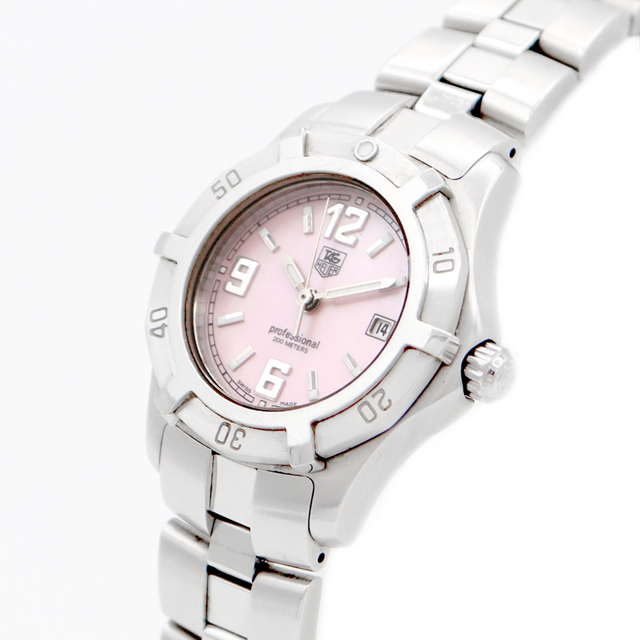 電池交換済 TAG Heuer タグホイヤー エクスクルーシブ 2000シリーズ WN1319 200m防水 ピンク シェル SS ステンレス レディース クォーツ【6ヶ月保証】【腕時計】【中古】
