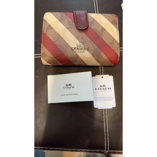 コーチ(COACH)のコーチ財布　#正規品#新品　斜めストライプデザイン　カーキ　短財布(財布)