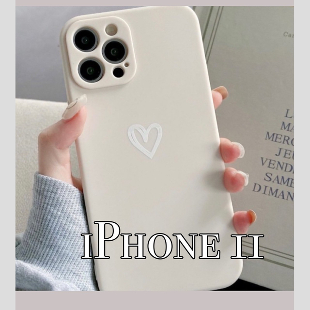 iPhone11】iPhoneケース ホワイト ハート 手書き シンプル 白の iPhone11】iPhoneケース ホワイト ハート 手書き シンプル 白の